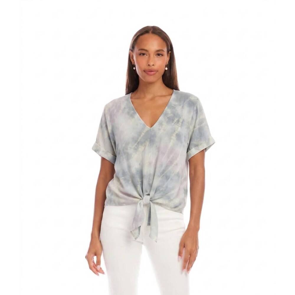 NEW KAREN KANE tess tie dye tie front top in cloudy
